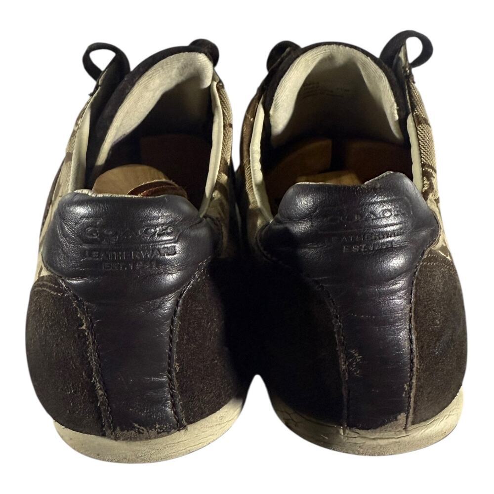 Coach Joss Sneakers Lace Up Signature Canvas Suede Brown Tan Size 11M Women’s - Picture 5 of 8
